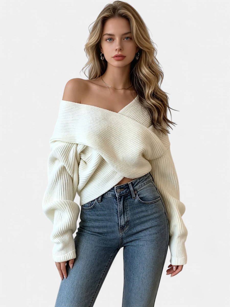 Lorena | Cropped Off-Shoulder Knit Cardigan