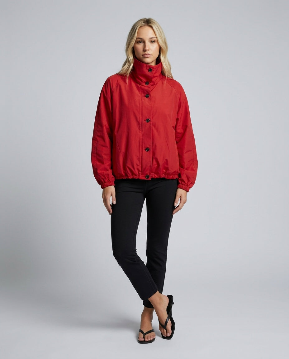 Edda | High Neck Zip Front Puff Sleeve Jacket