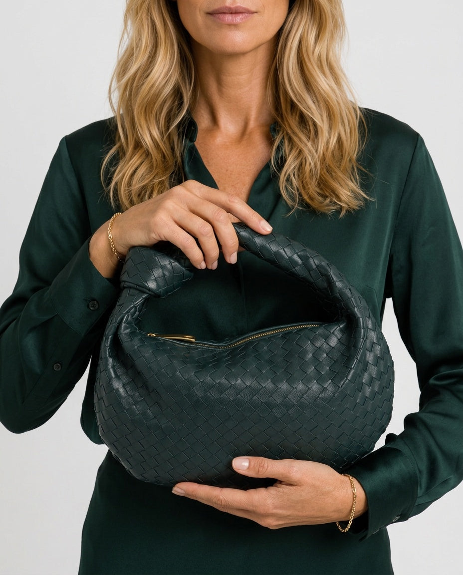 Hand-Woven Structured Shoulder Bag