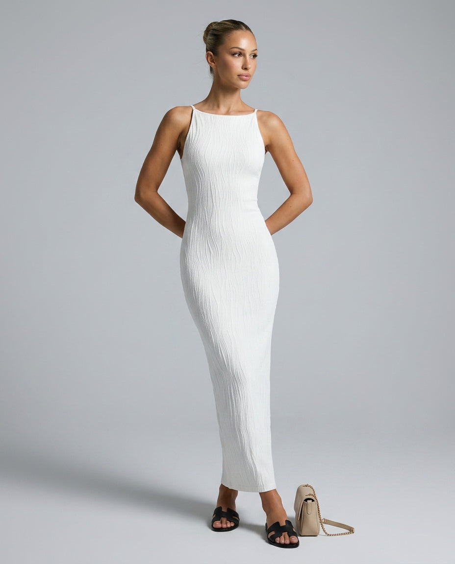 Kira | Sleeveless Ripple-Knit Bodycon Maxi Dress