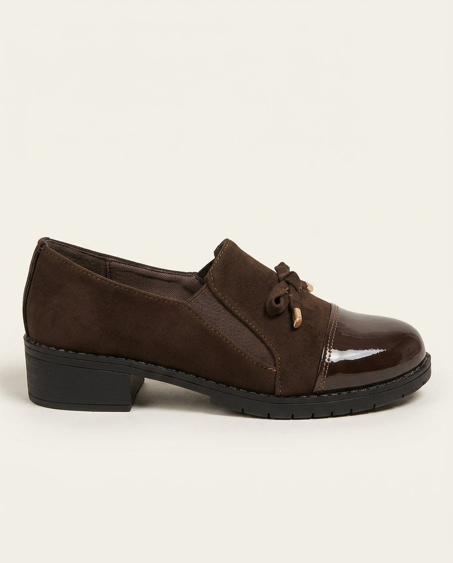 Della | Patent-Toe Block Heel Loafers