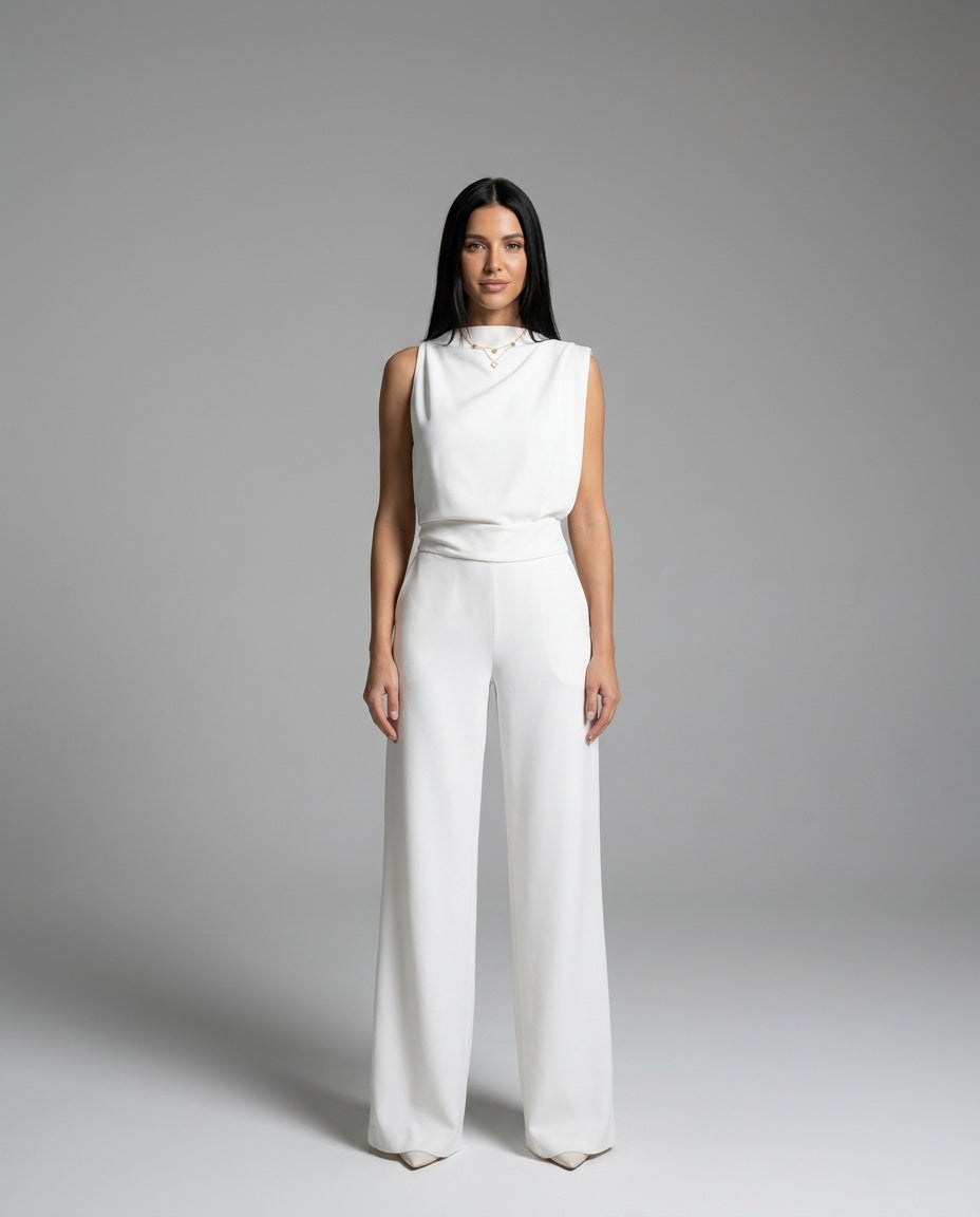 Harlow | Sleeveless High Neck Wide Leg Jumpsuit