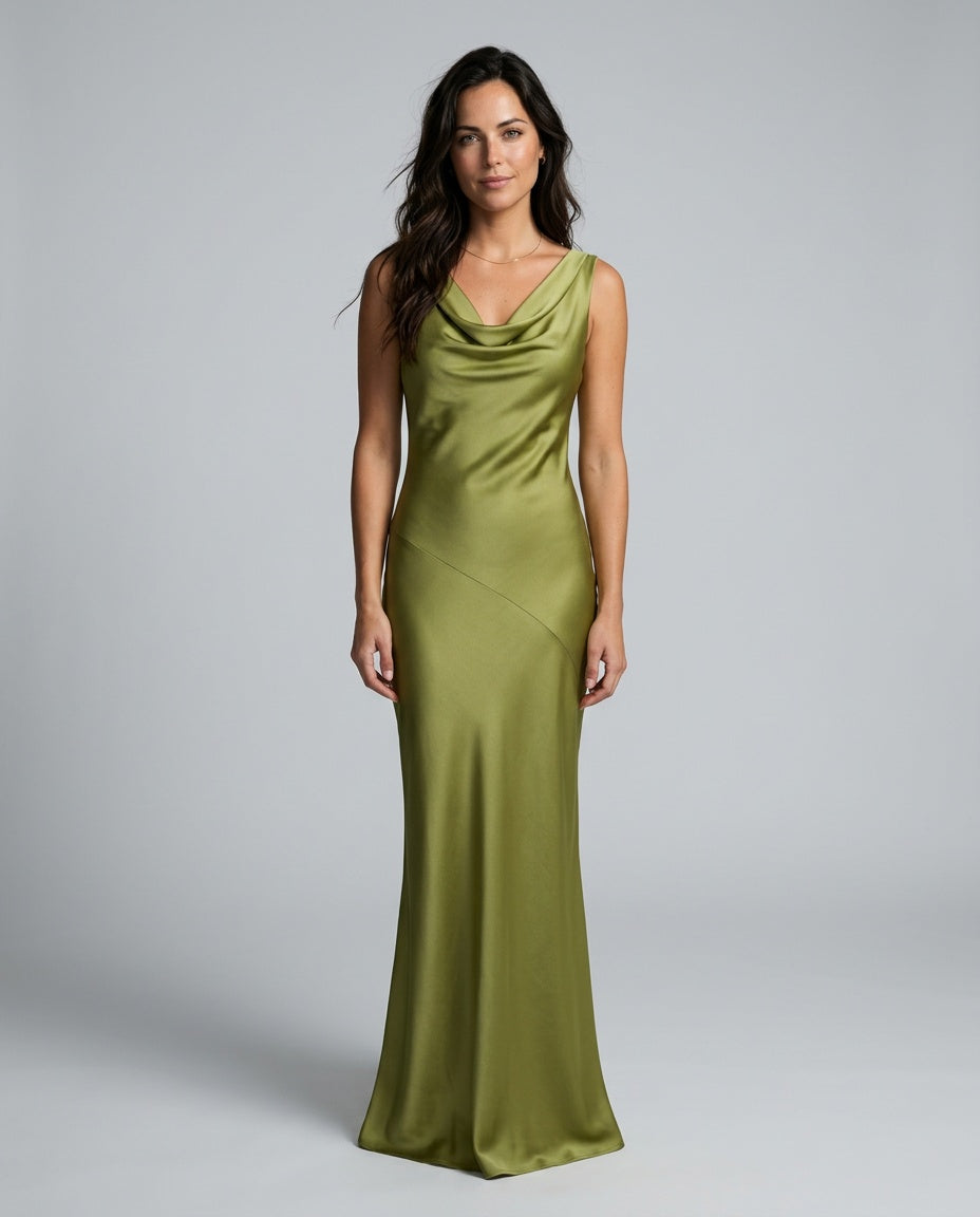 Opal | Sleeveless Cowl Neck Fitted Maxi Dress
