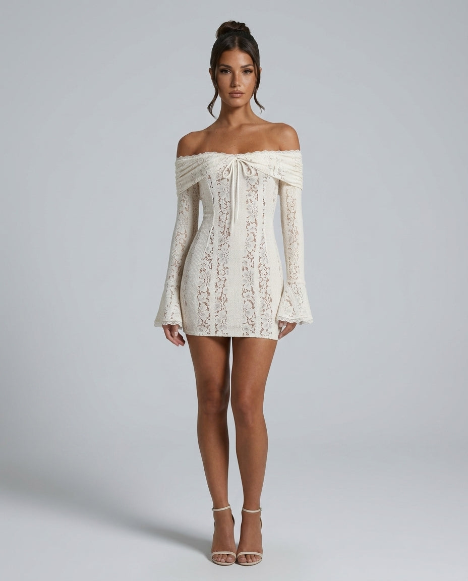 Cléo | Floral Lace Off-Shoulder Mini Dress