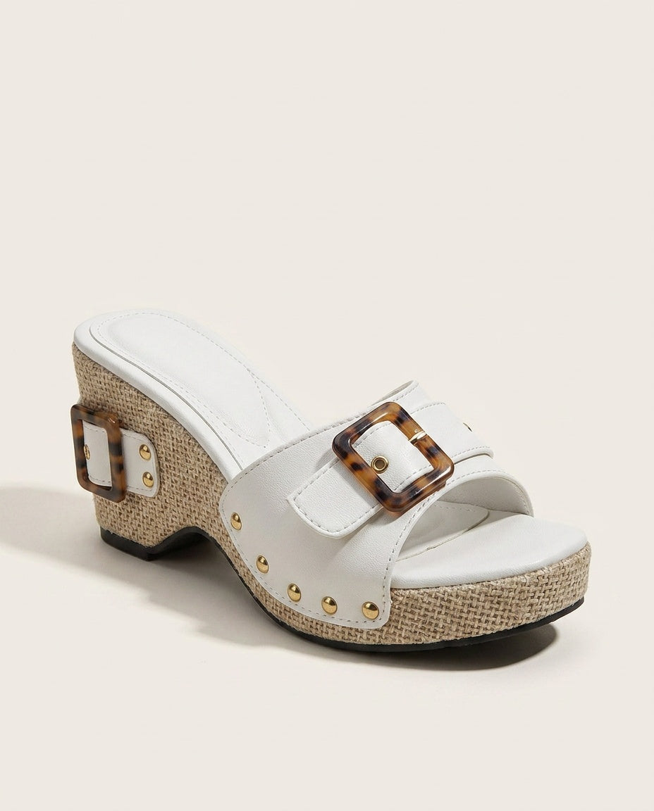 Layla | Leather-Look Jute Wedge Sandals