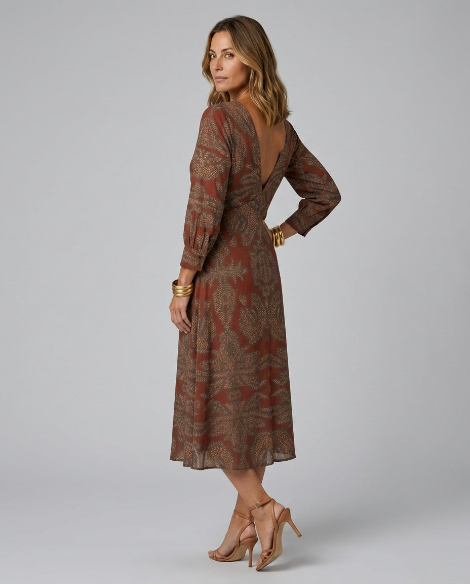 Gemma | Natural Wrap Midi Dress