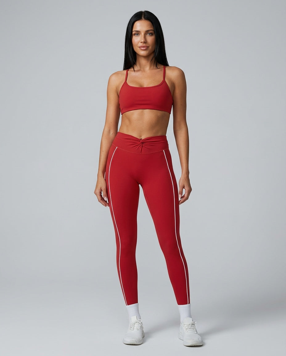 Giselle | High-Waist Contrast Piping Full-Length Leggings