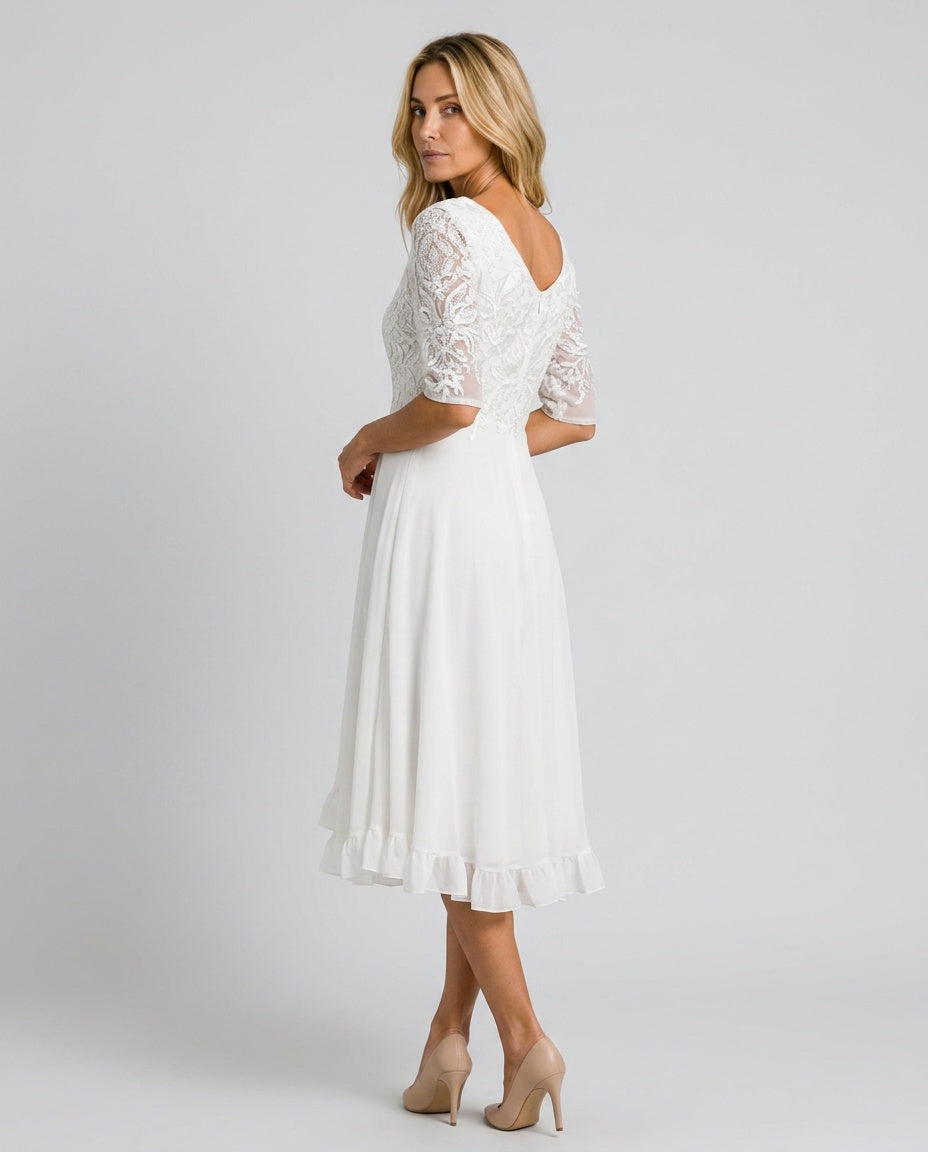 Helena | Embroidered Chiffon Midi Dress