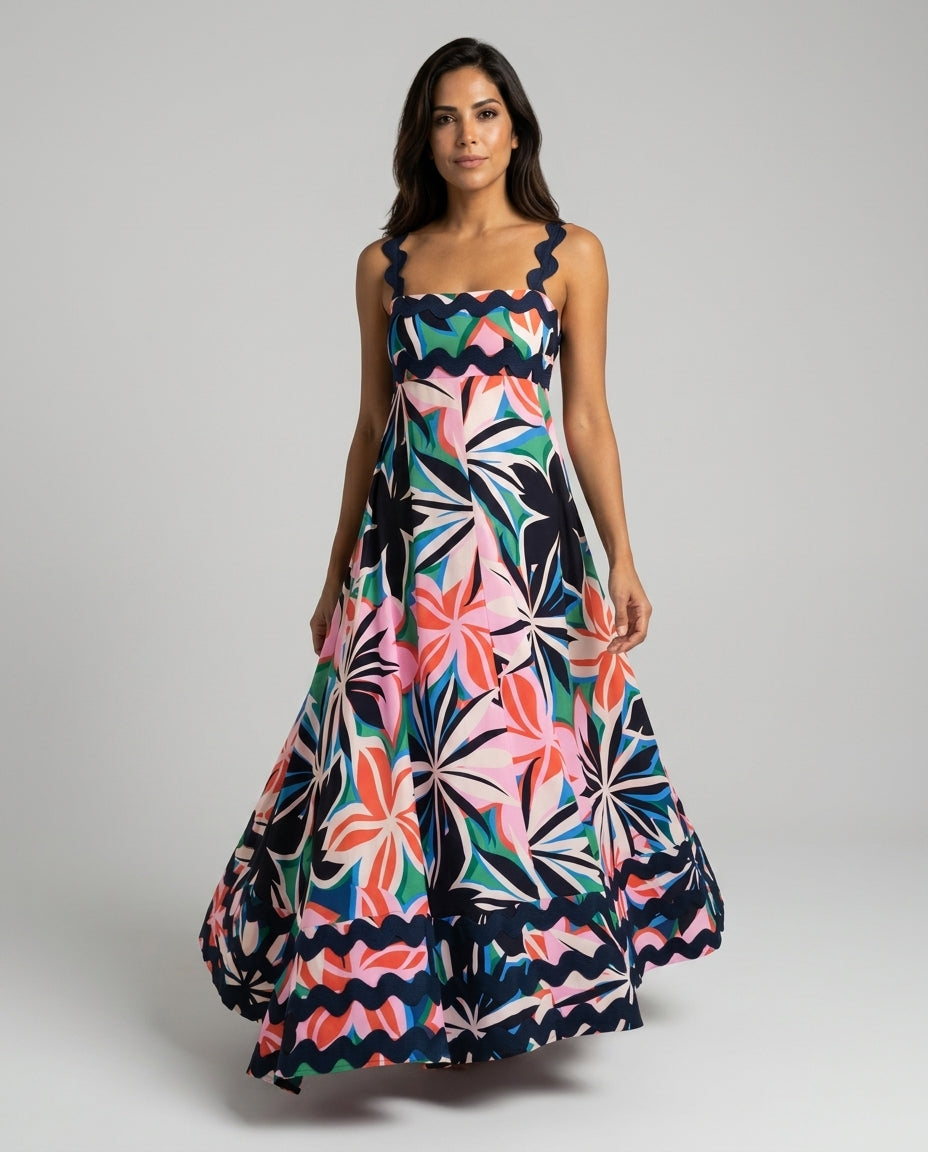 Lila | Sleeveless Wavy Hem Maxi Dress