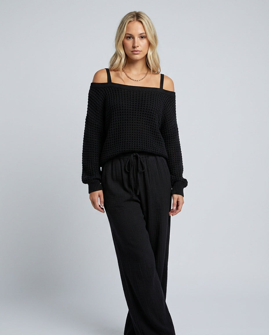 Chloe | Textured Off-Shoulder Two-Piece Set