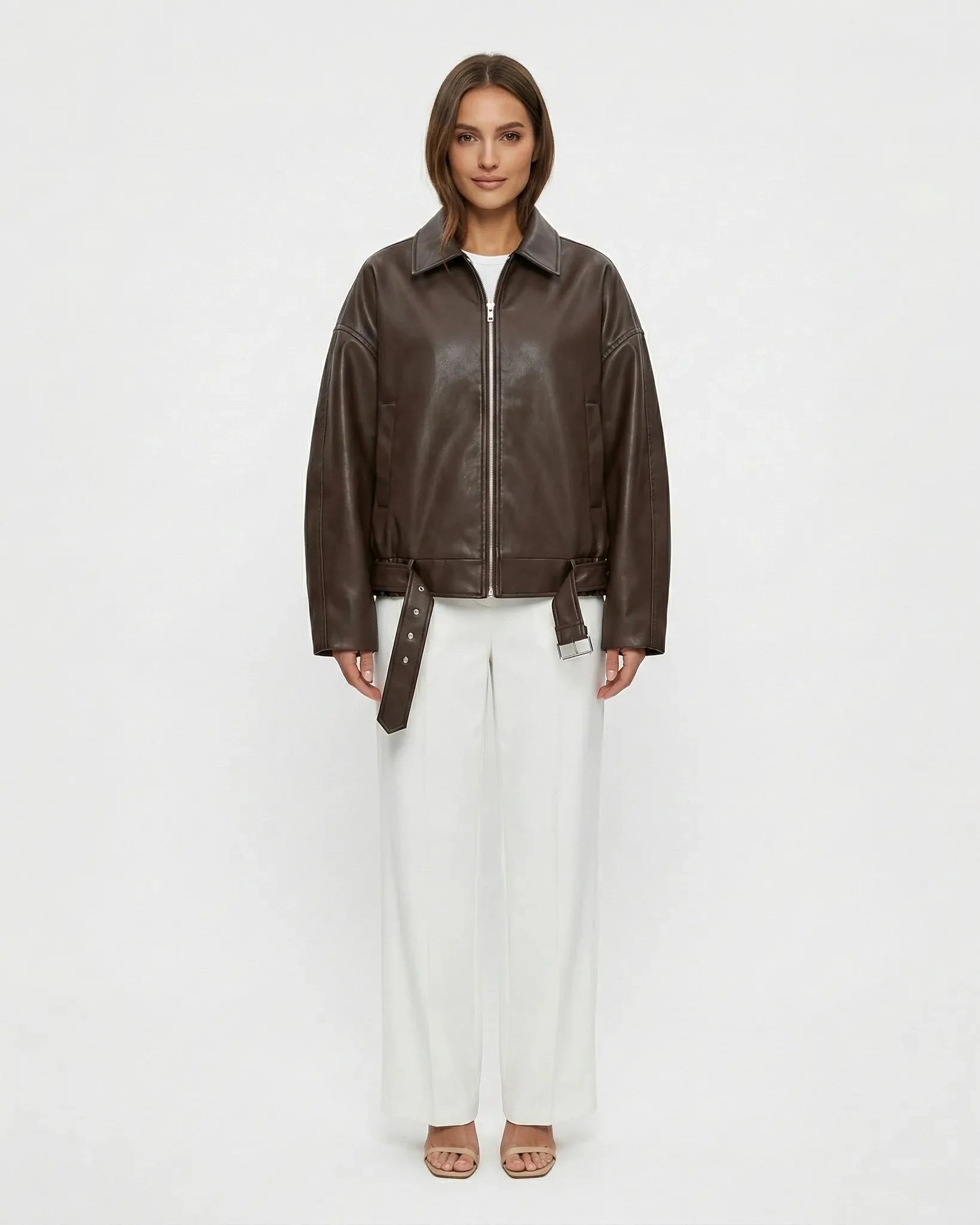 Raven | Oversized Patchwork Faux Leather Bomber Jacket