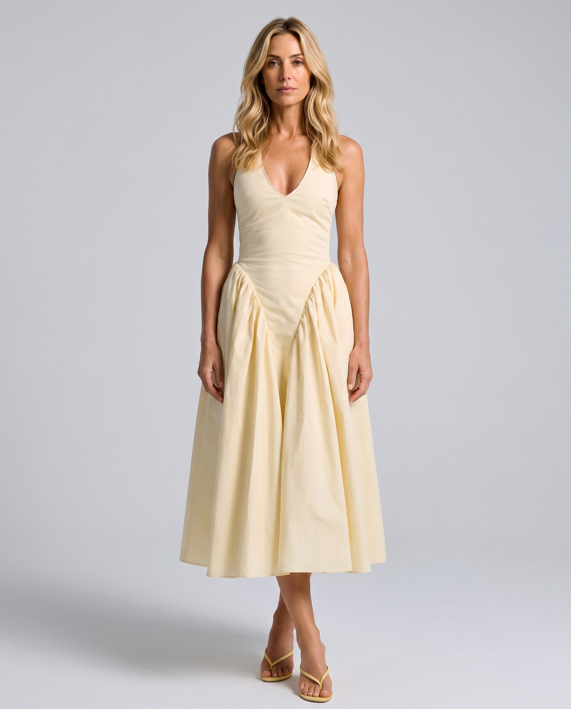 Fernanda | Halter Neck Full Skirt Midi Sundress