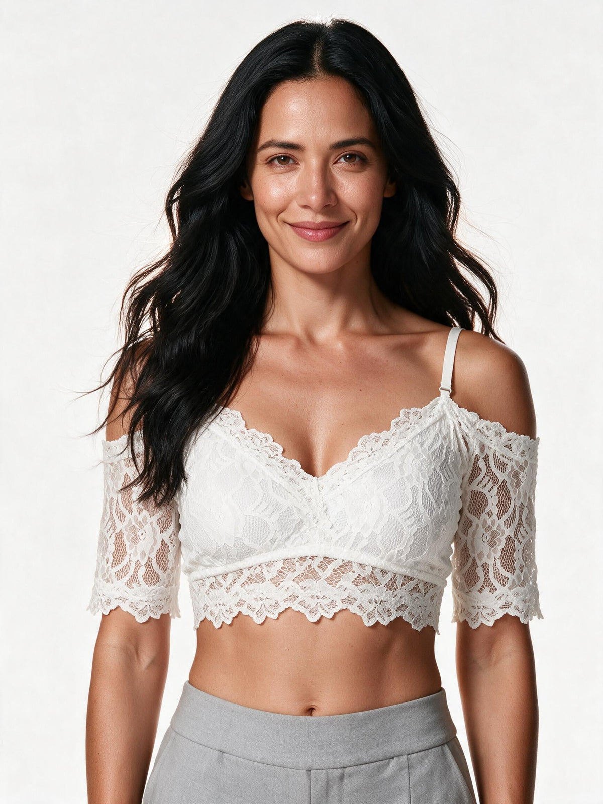 Estrella | Cropped Openwork Lace Dirndl Blouse