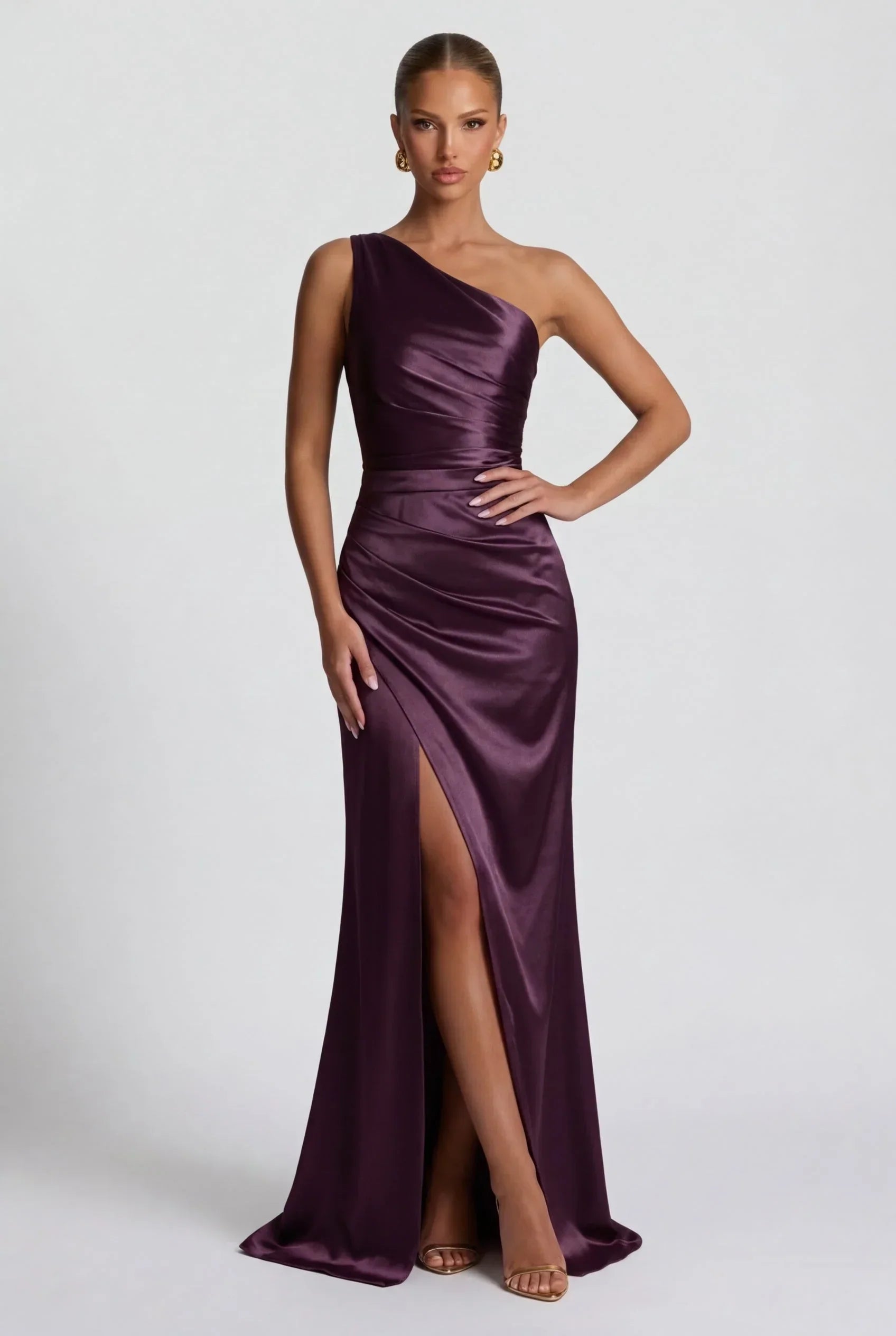 Romy | Satin-Look Side Slit Maxi Dress