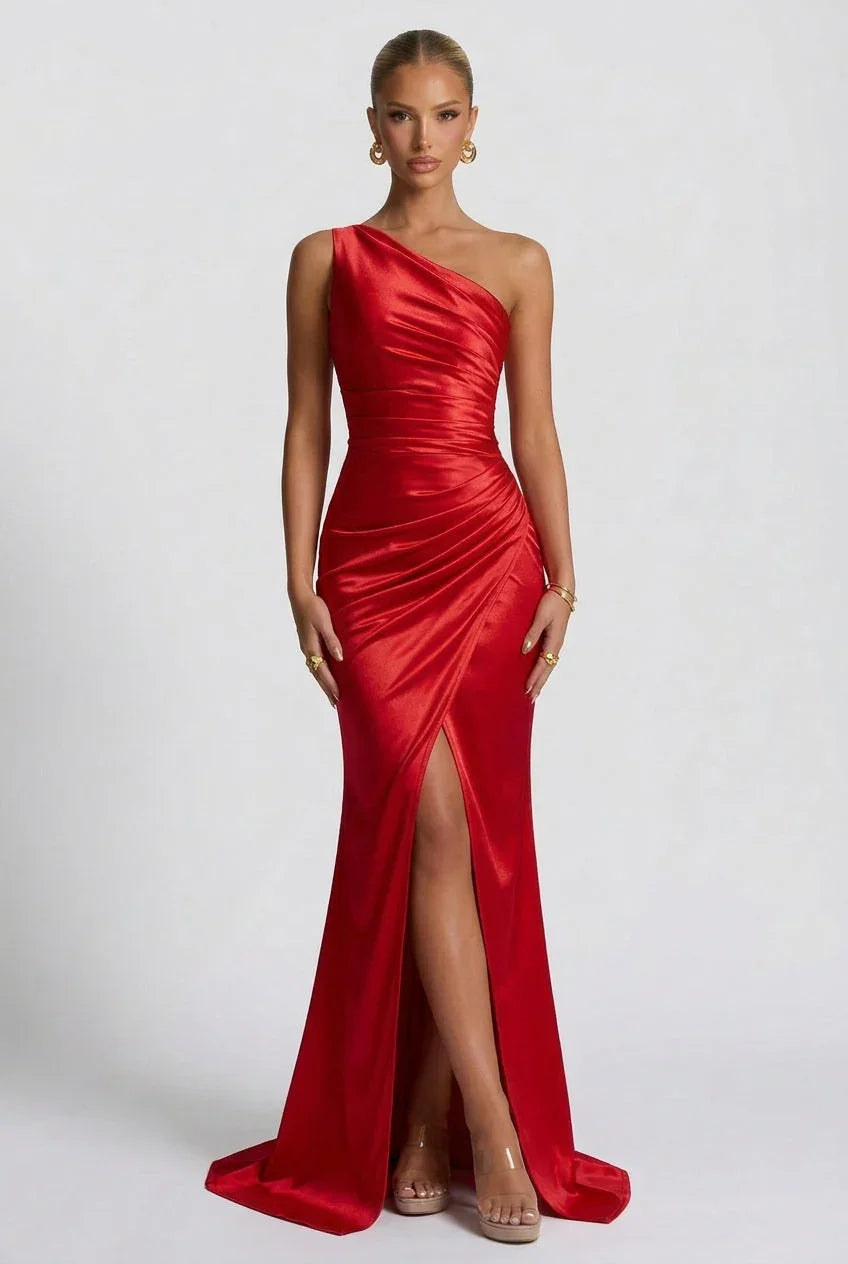 Romy | Satin-Look Side Slit Maxi Dress