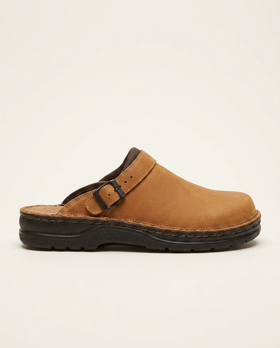 Emerson | Cushioned Leather-Look Clogs with Soft Footbed