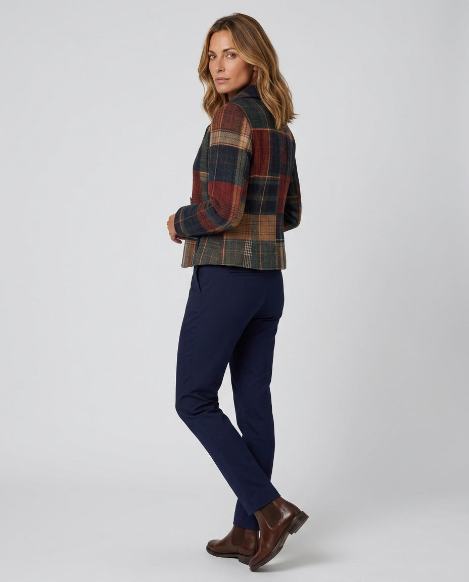 Priya | Plaid Houndstooth Accent Boxy Blazer