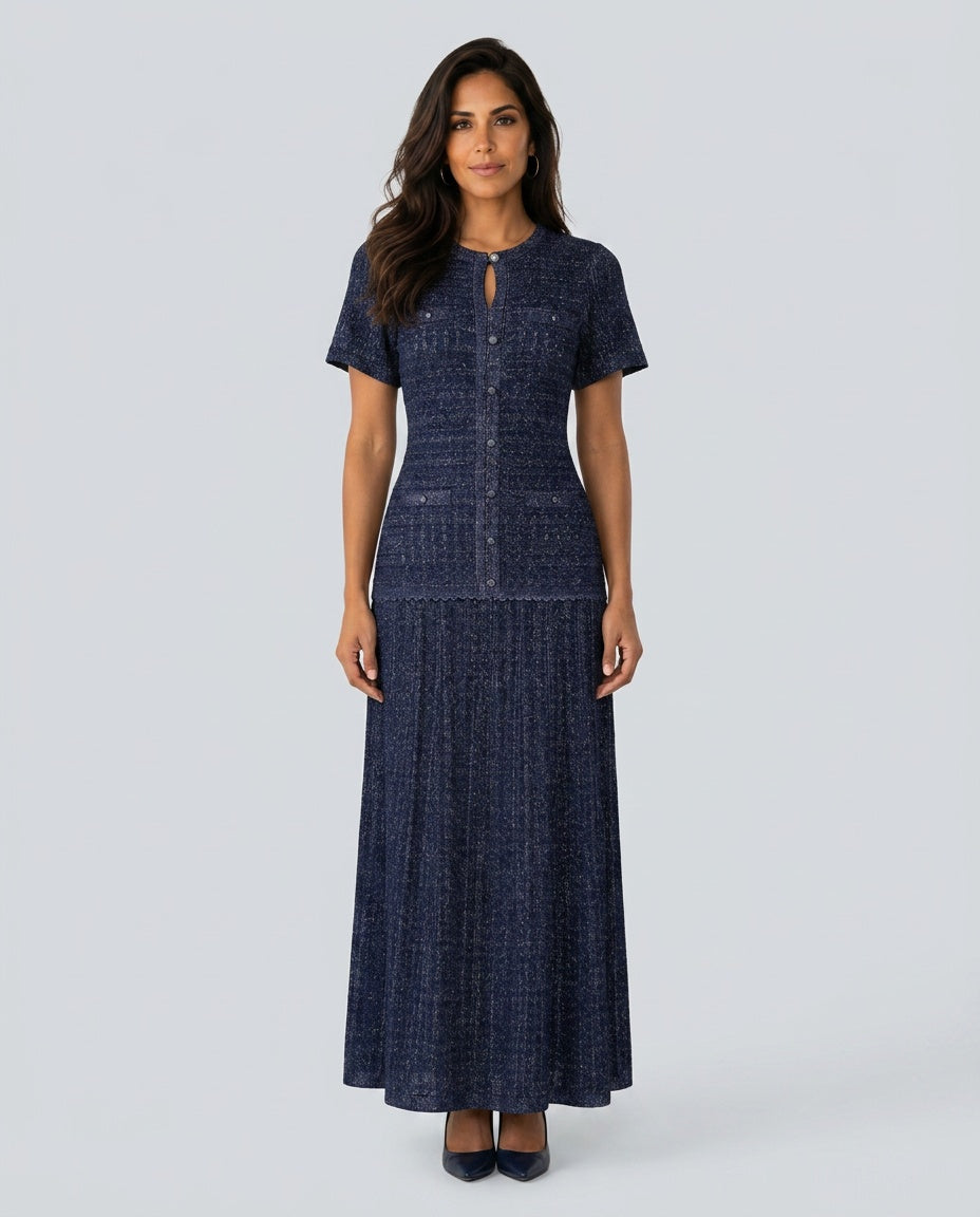 Camille | Rhinestone Knit Maxi Dress
