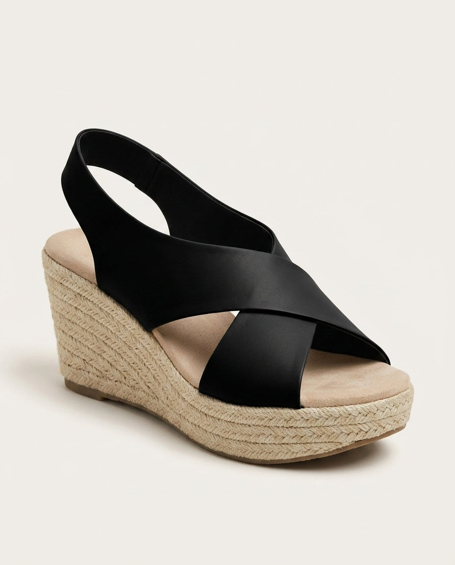 Noor | Crisscross Strap Cushioned Wedge Sandals