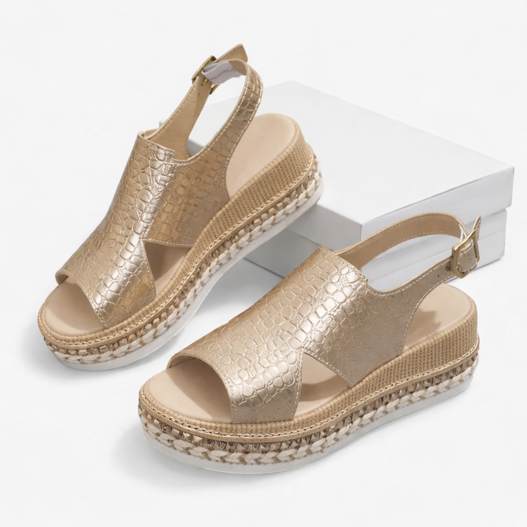 Romy | Metallic Espadrille Slingback Wedge Sandals