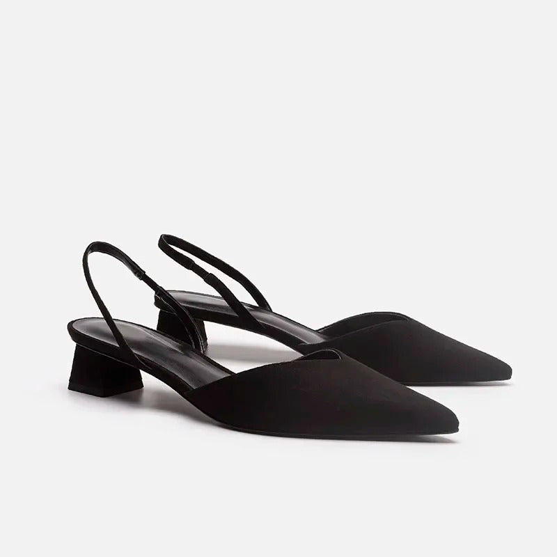 Gemma | Pointed Toe Slingback Block Heel Pumps