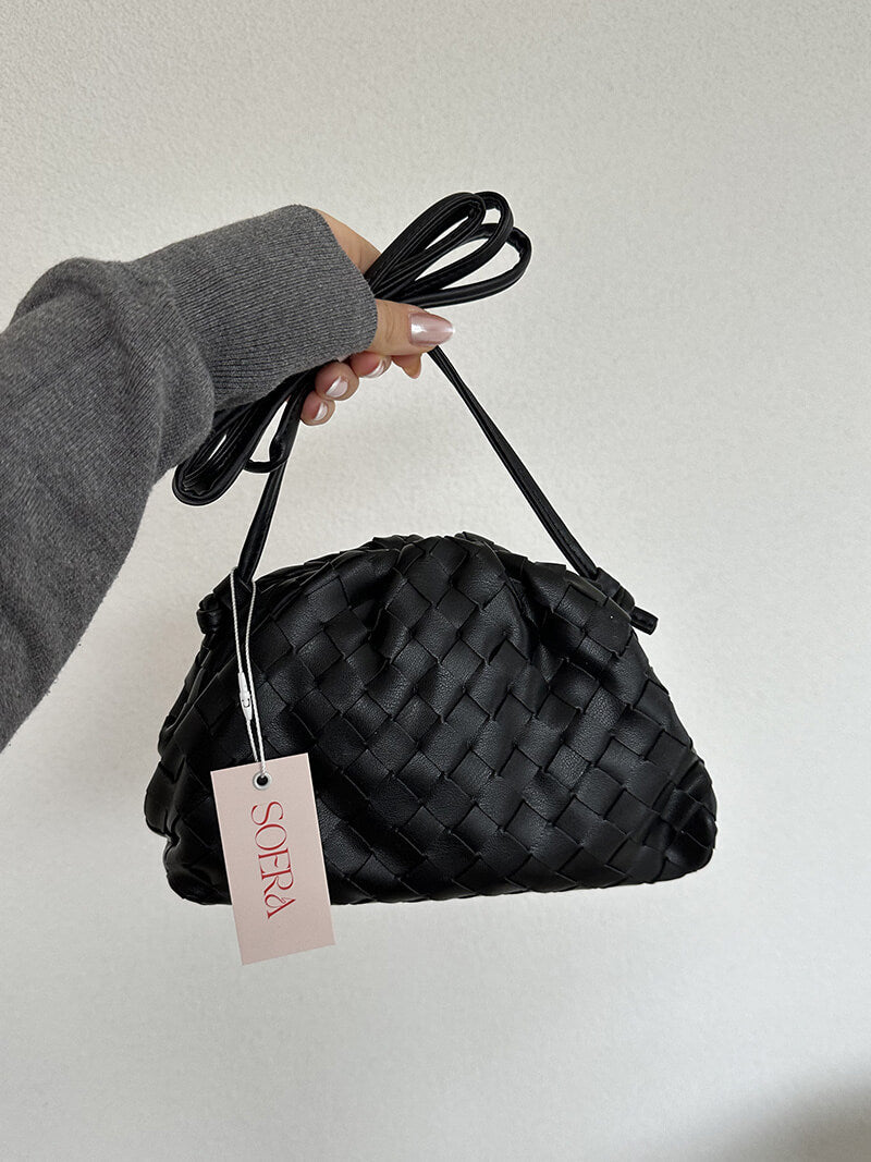 Compact Woven Texture Crossbody Pouch