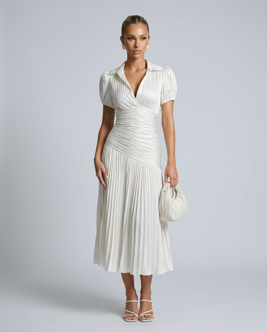 Ottavia | Retro Striped Satin-Look Midi Dress