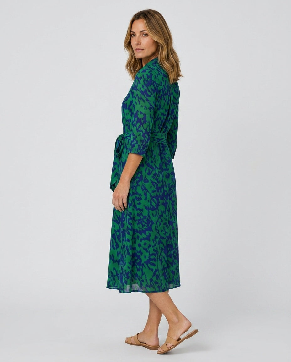 Carmen | Collared Long Sleeve Waist Tie Midi Dress