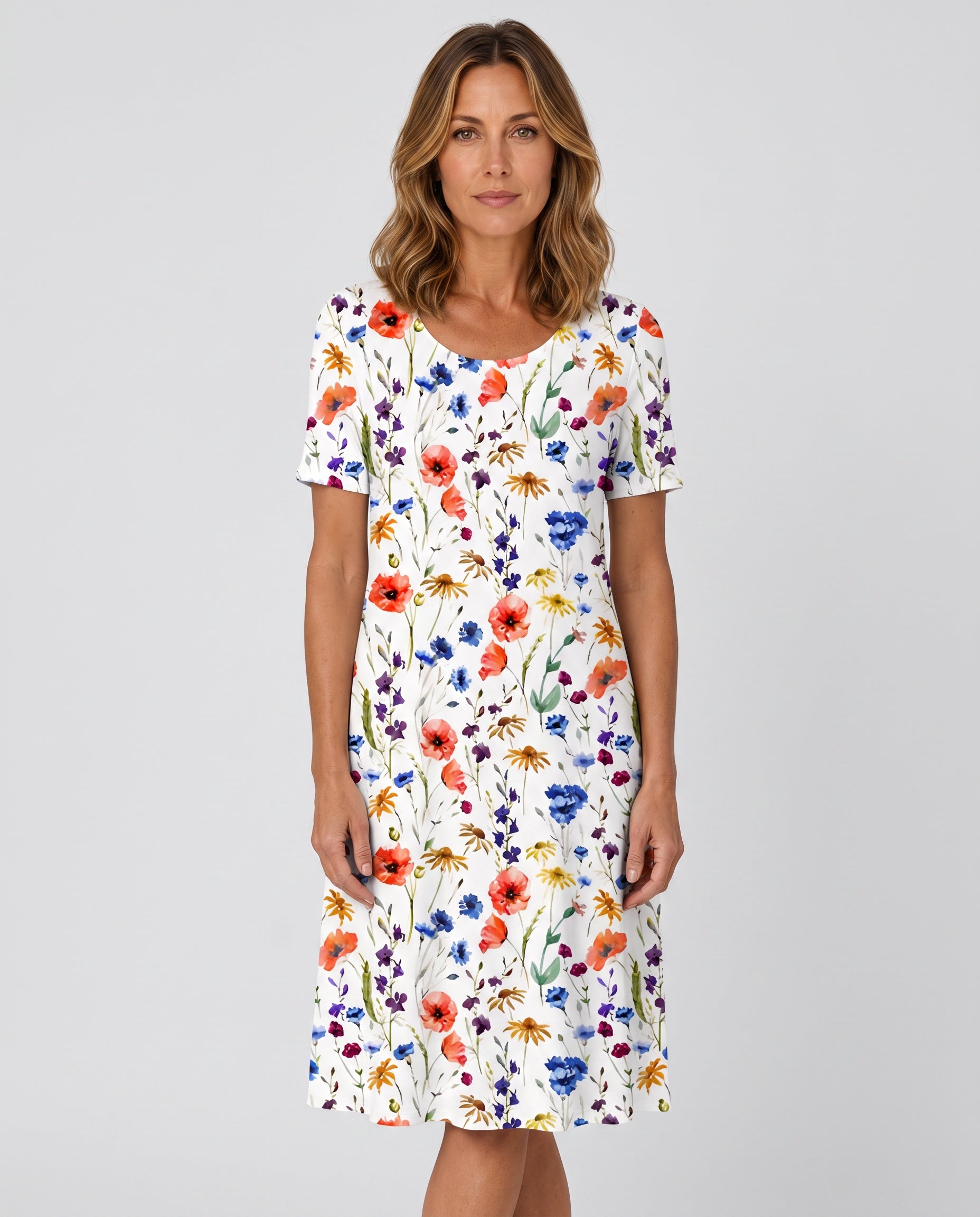 Quinn | Printed Short Sleeve Midi Dress