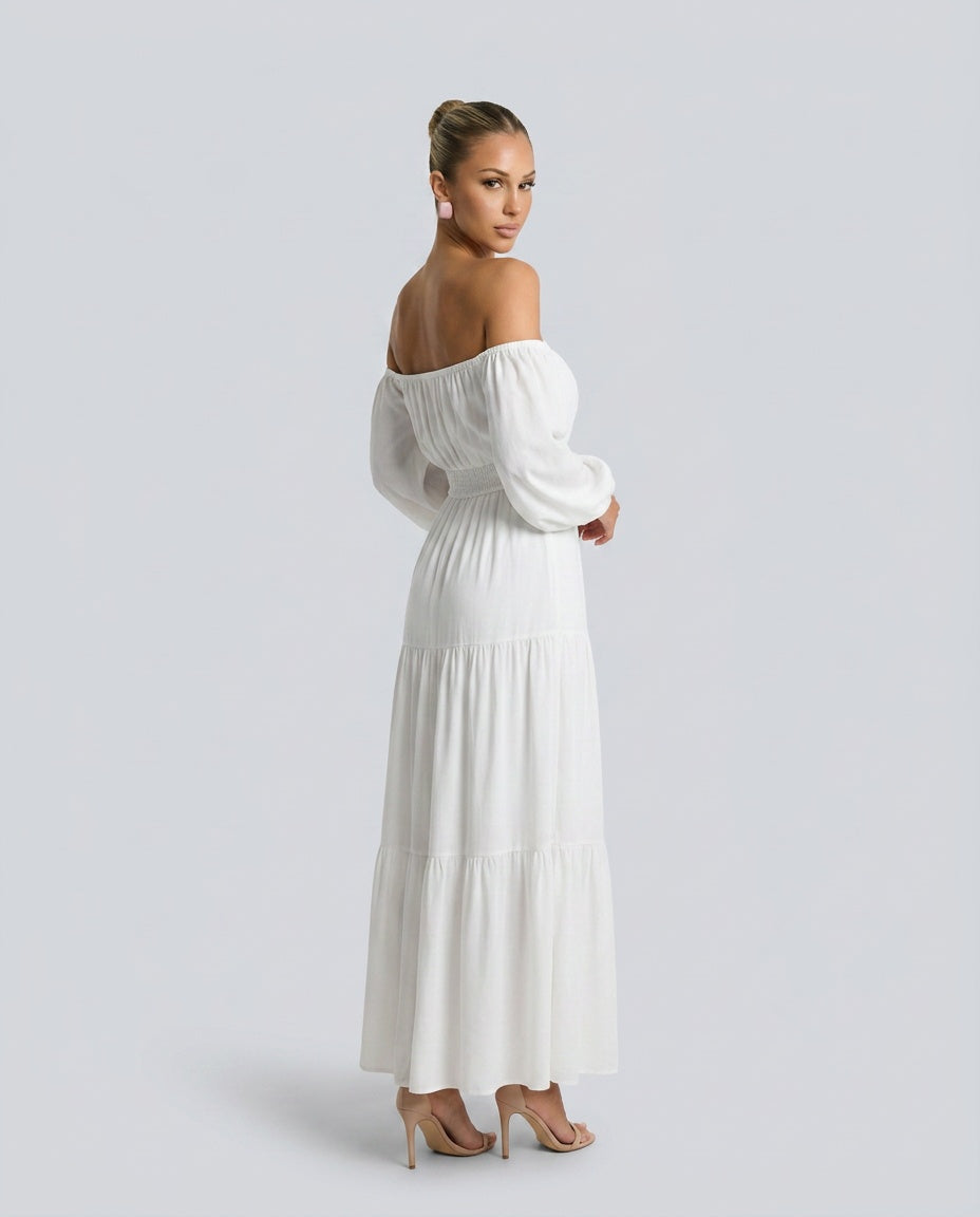 Sofia | Off-Shoulder Tiered Boho Maxi Dress
