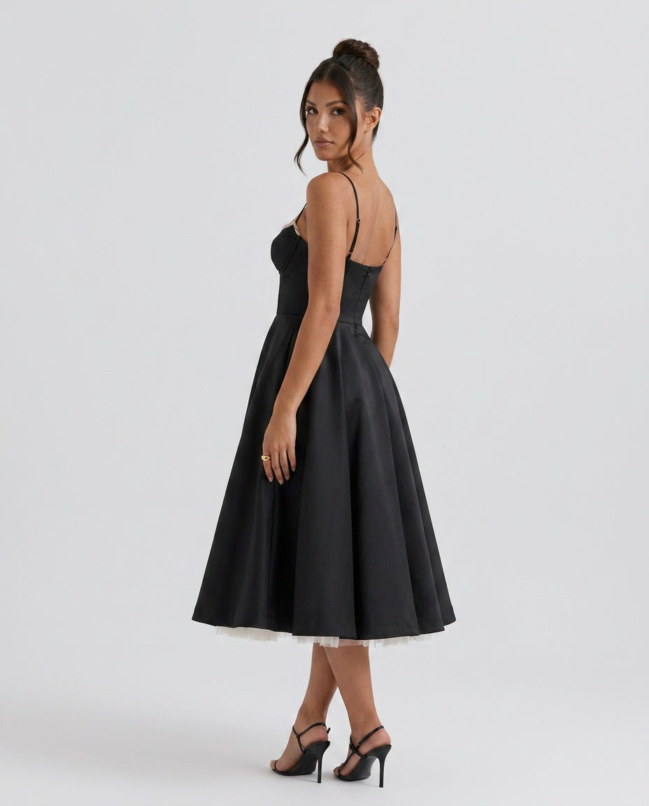 Amara | A-Line Satin-Look Evening Maxi Dress
