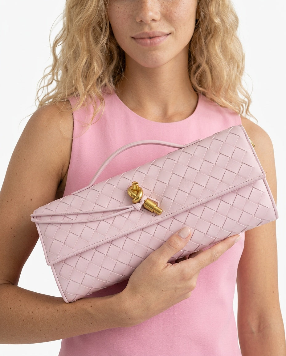 Woven Knot Detail Clutch Bag