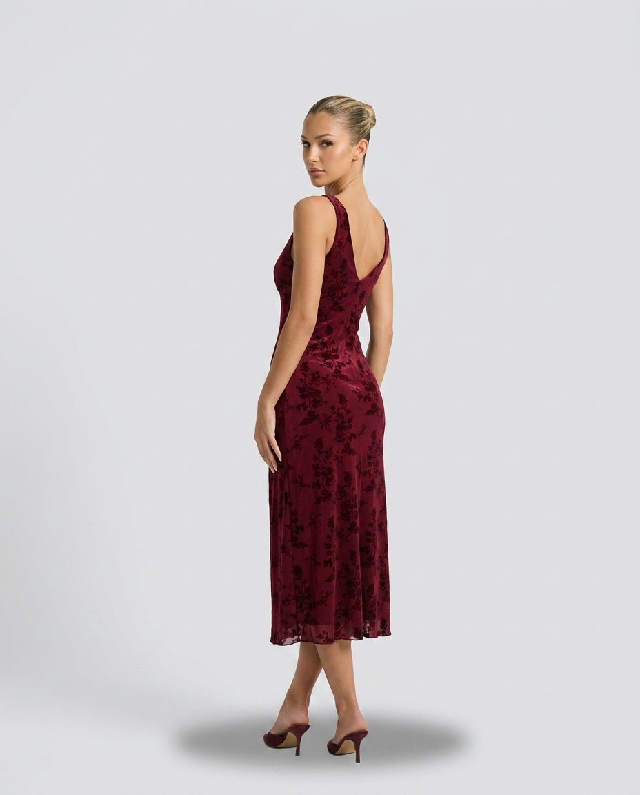 Camille | Sleeveless V-Neck Floral A-Line Maxi Dress