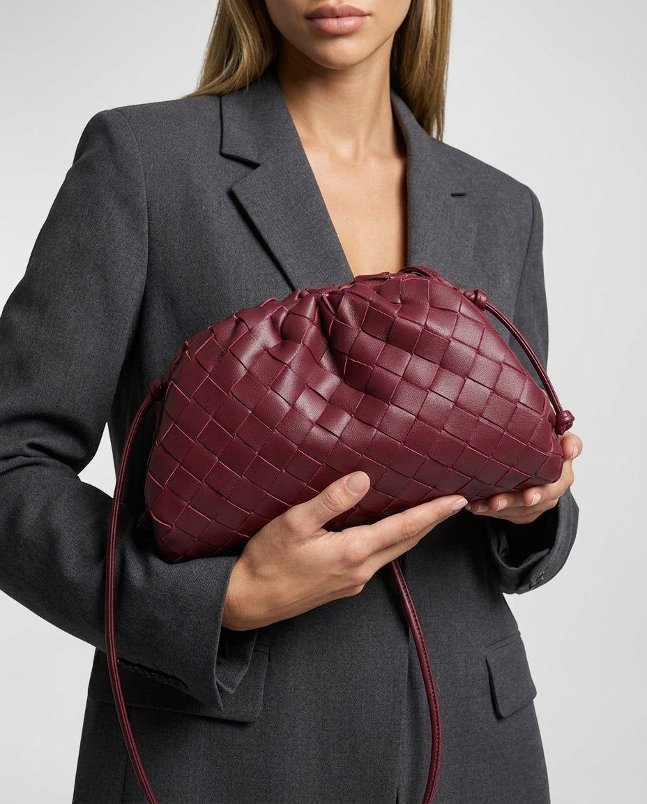 Compact Woven Texture Crossbody Pouch