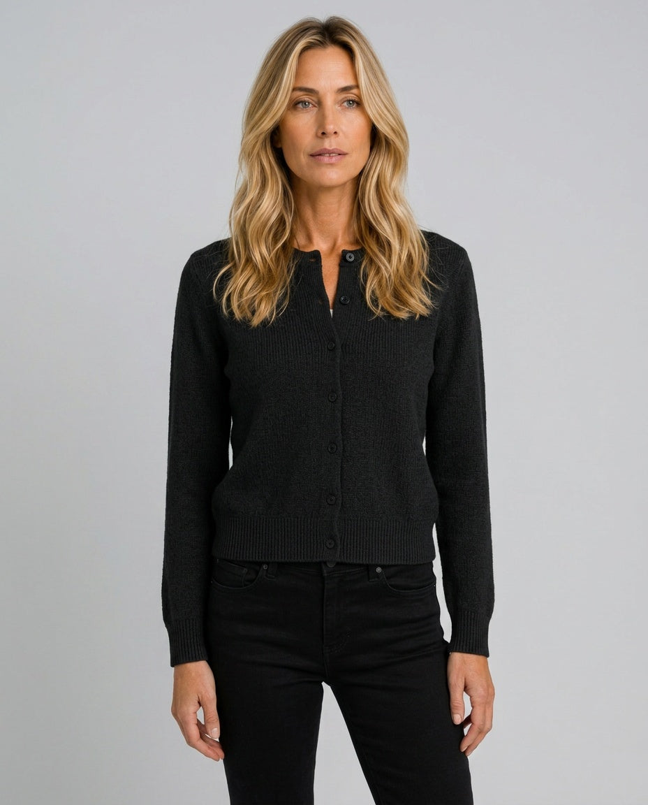 Daniela | Cropped Button Front Knit Cardigan
