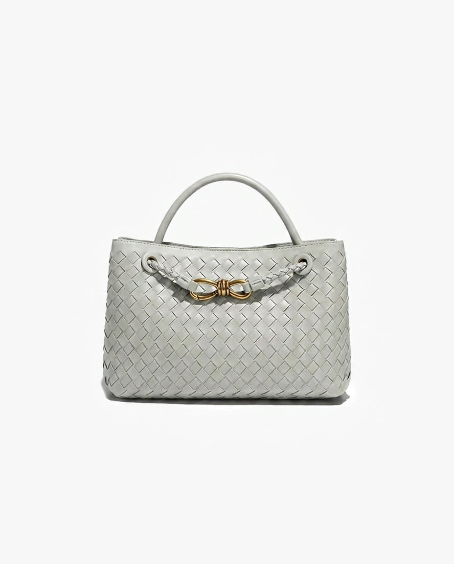 Compact Woven Vegan Leather Handbag