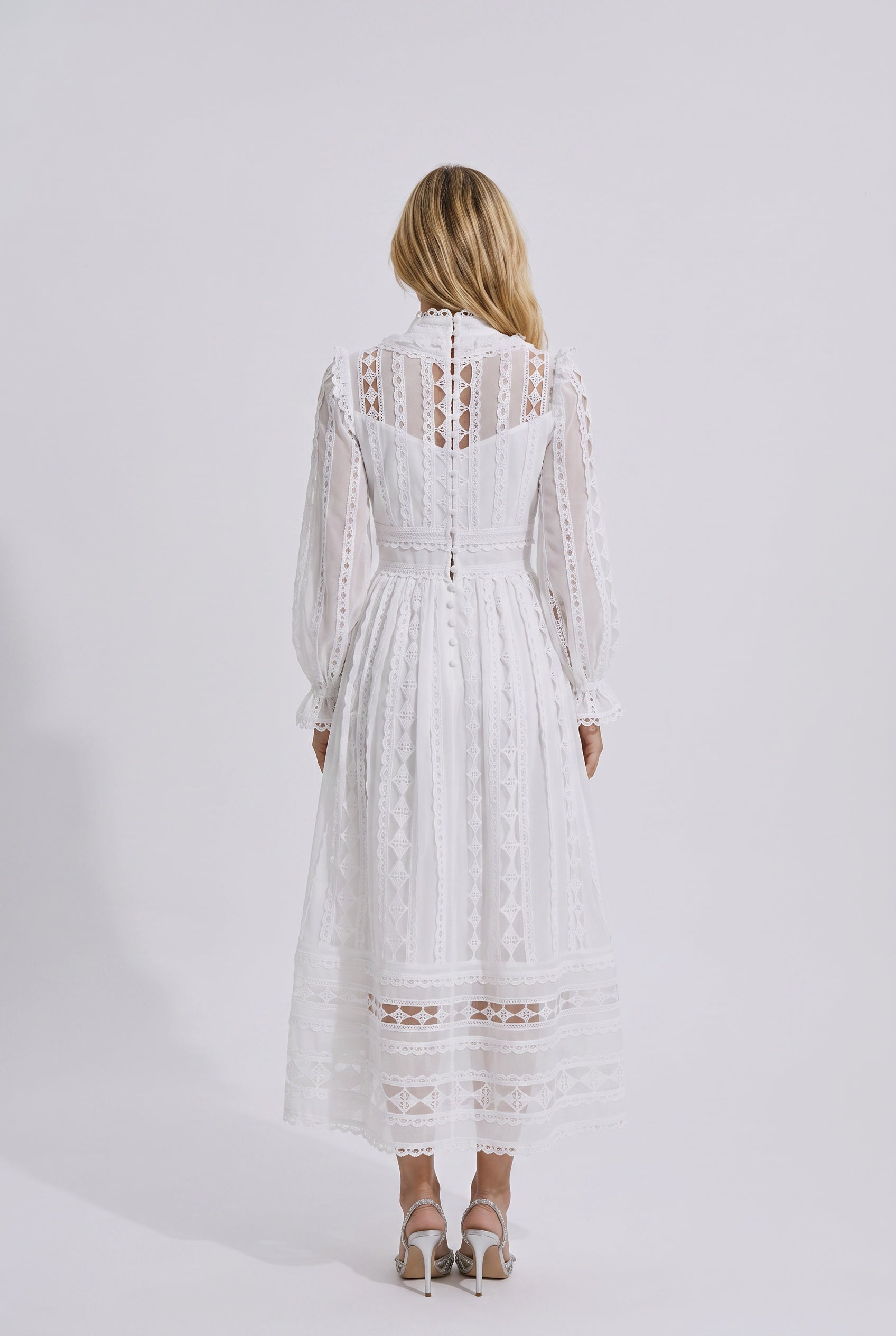 Mira | Long Sleeve Lace Midi Dress