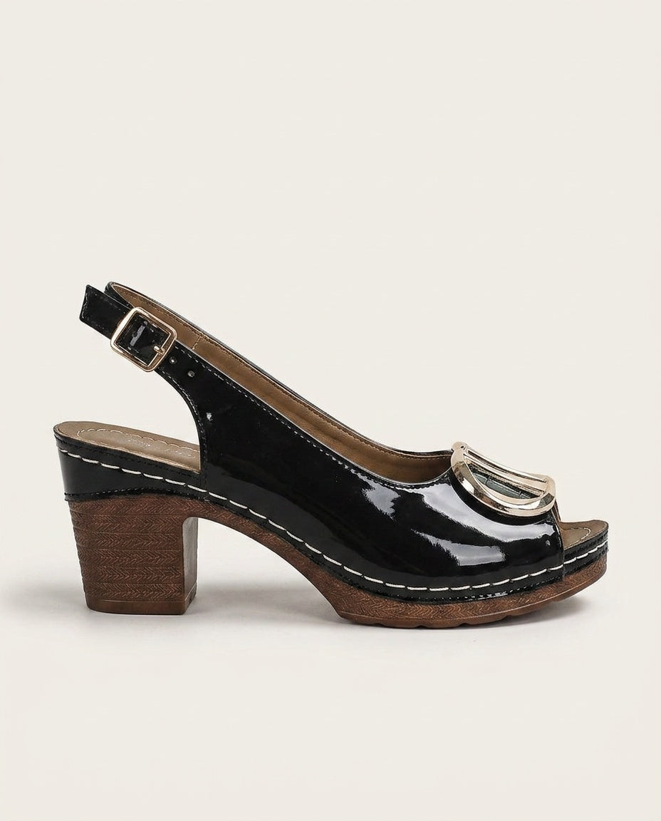 Stella | Glossy Strap Cushioned Heels