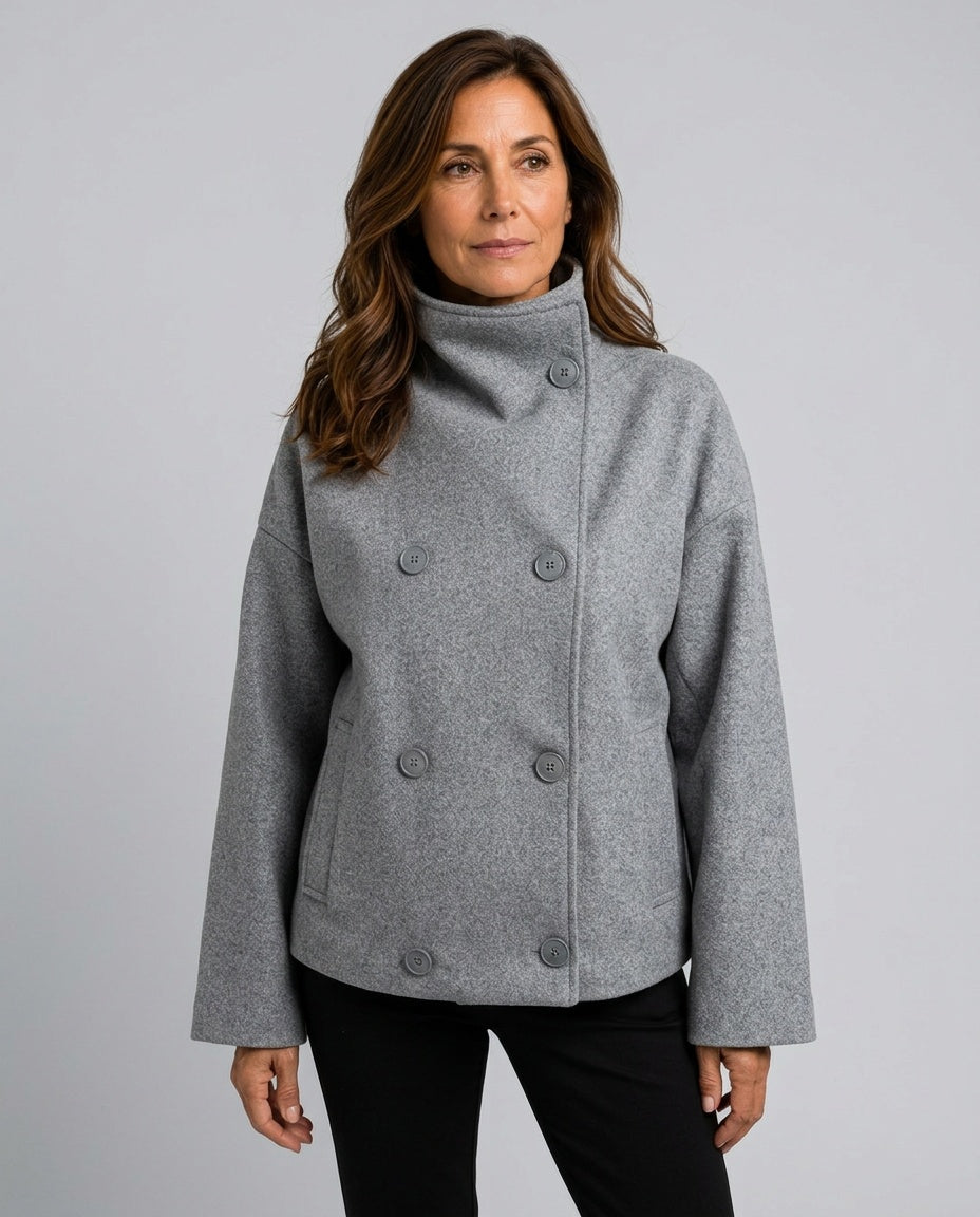 Callista | Double-Breasted Stand Collar Loose Jacket
