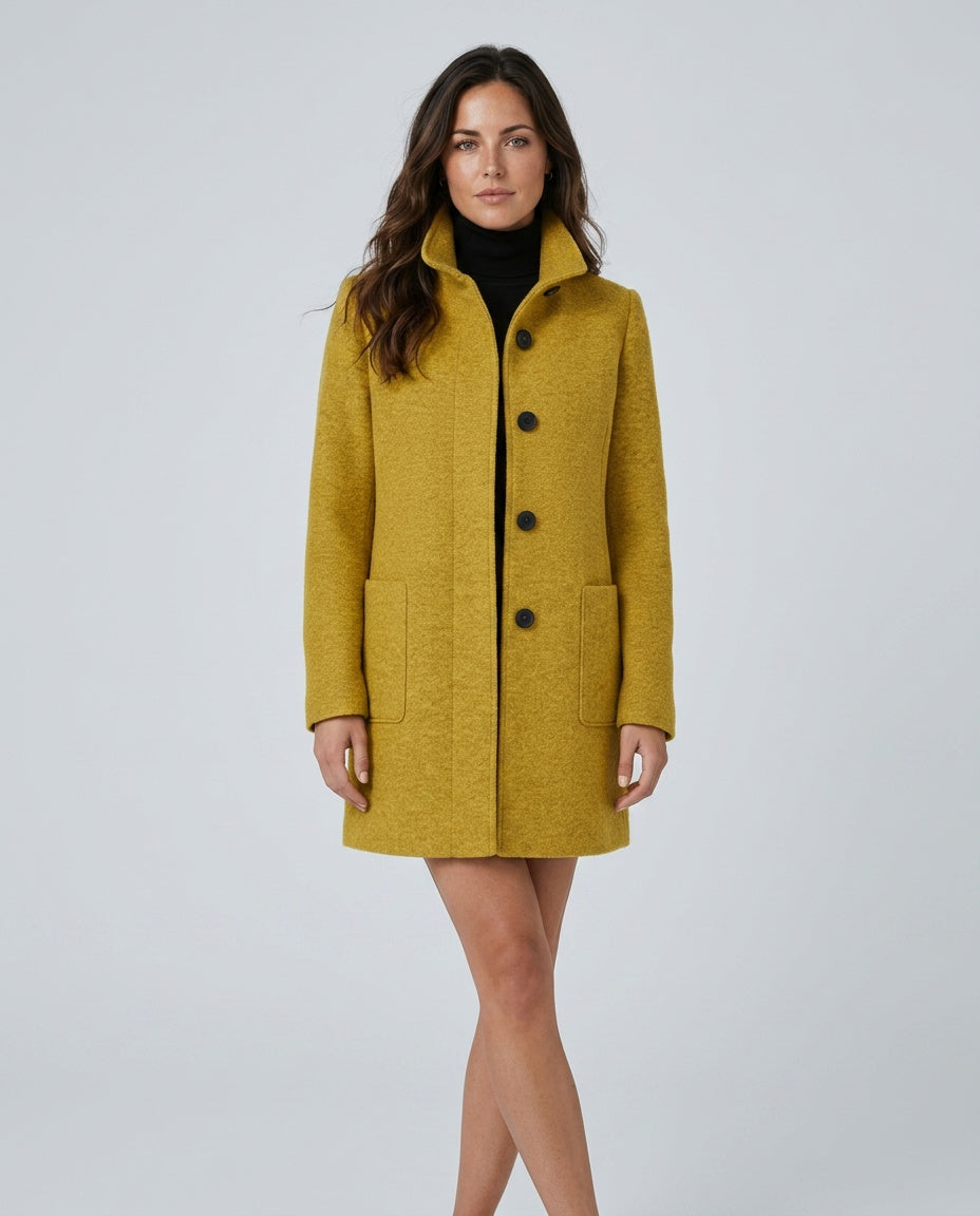Hester | Tailored Wool-Blend Stand Collar Overcoat