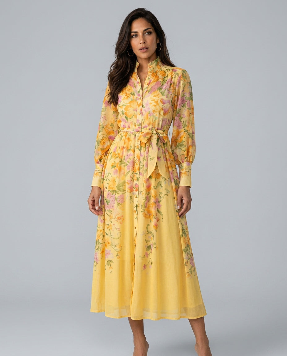 Cressida | Floral Sheer Long Sleeve Maxi Dress