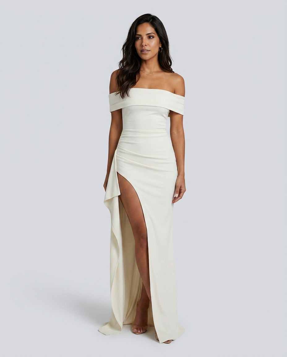 Ivy | Off-Shoulder Side Slit Maxi Dress