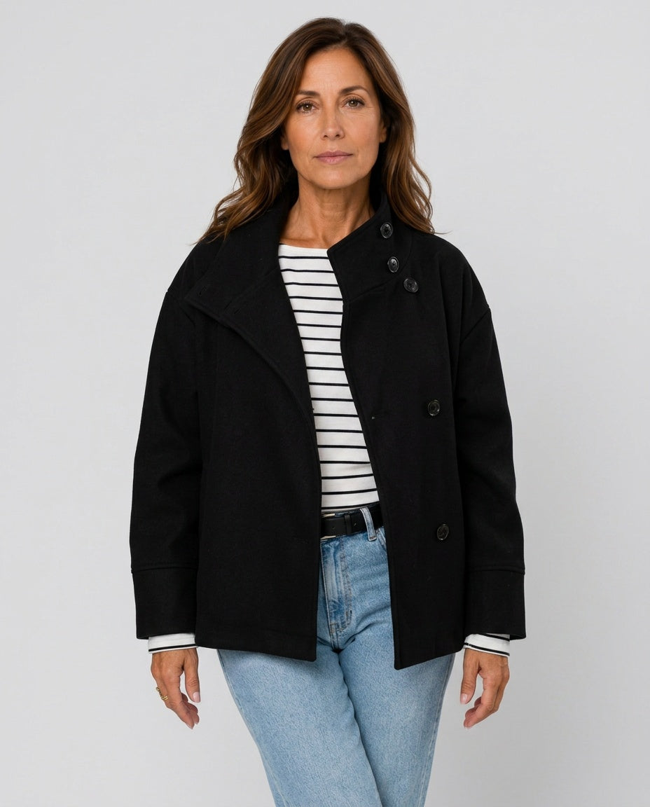 Soraya | Wool-Look Stand Collar Tailored Jacket