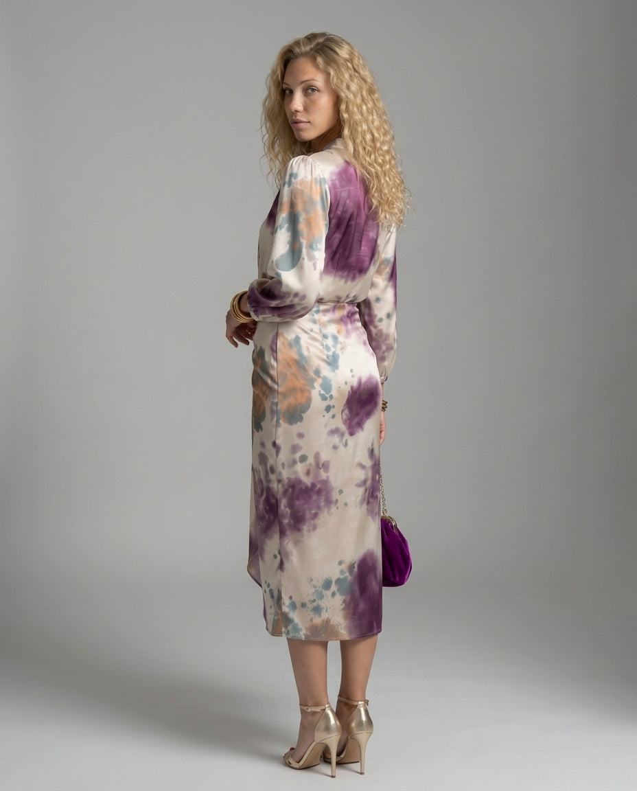 Anais | Cross Wrap Tie Waist Printed Midi Dress
