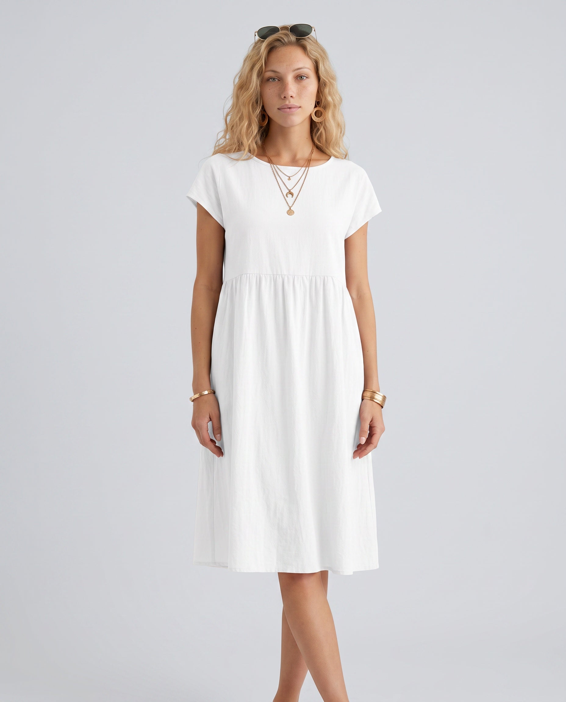 Colette | Short Sleeve Side Pocket Midi Dress