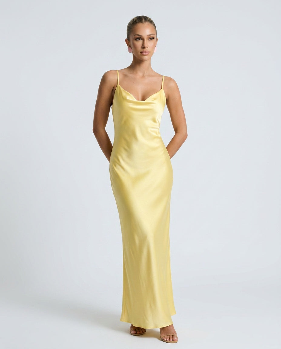 Serena | Cowl Neck Satin-Look Maxi Dress