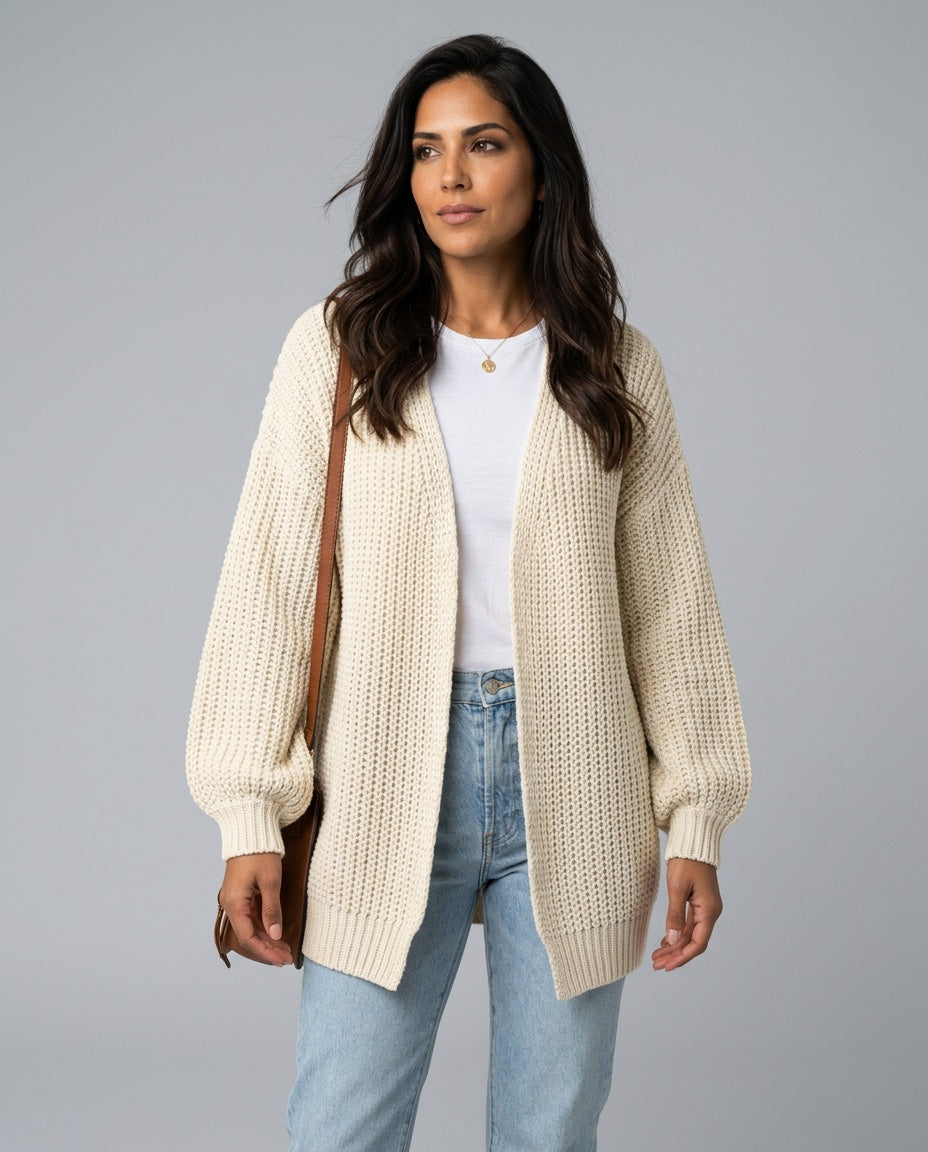 Giselle | Oversized Open Front Longline Knit Cardigan