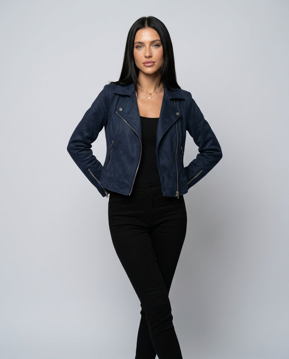 Gemma | Slim Fit Asymmetric Zip Biker Jacket