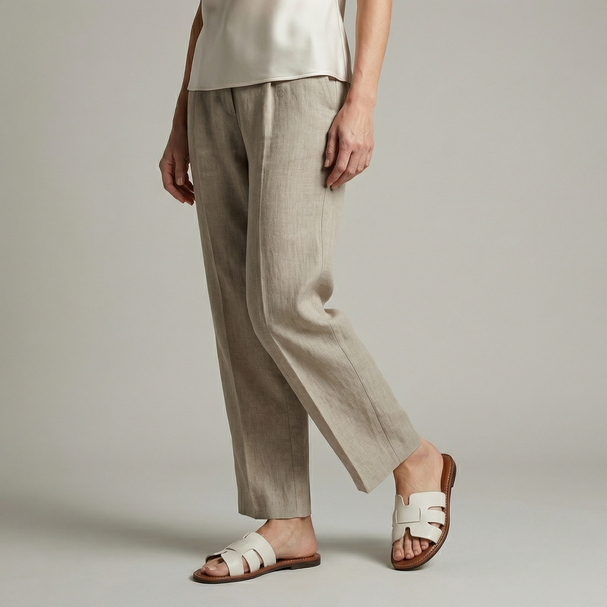 Amara | Leather-Look Flat Slide Sandals