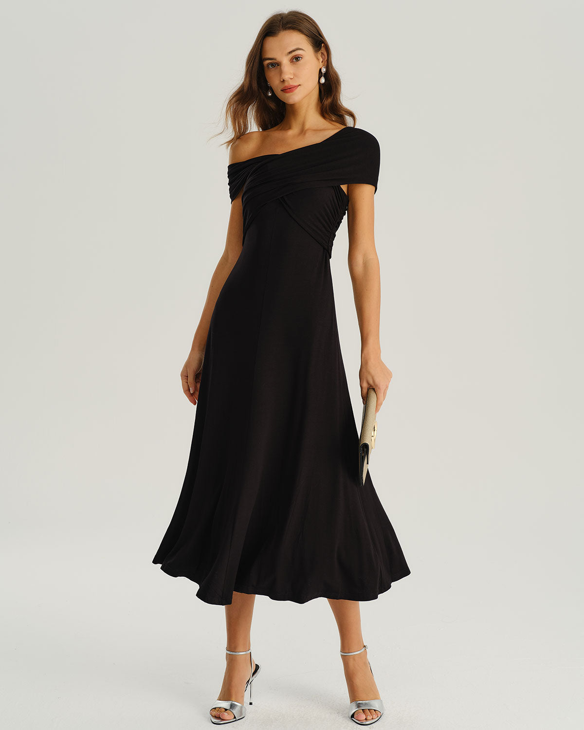 Women's One-Shoulder A-Line Midi Dress